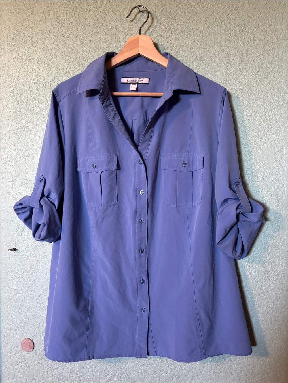 Croft & Barrow Periwinkle 3/4 Sleeve Button-Down Shirt Women’s Size 1X